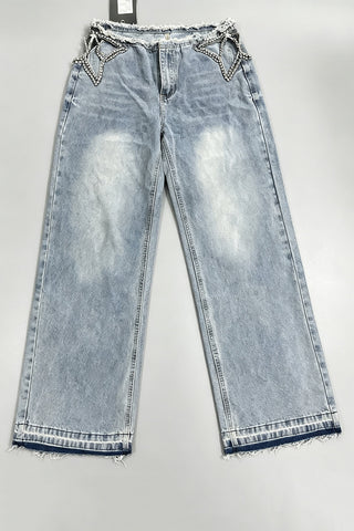 Crystal-Trim Straight Jeans