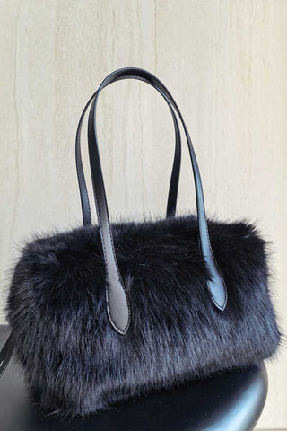 Faux Fur Double Handle Tote Bag