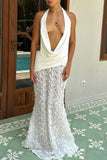 Halter-Neck Ruched Maxi Dress