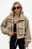 Houndstooth Zip-Up Crop Jacket