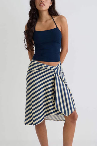 Striped Midi Wrap Skirt