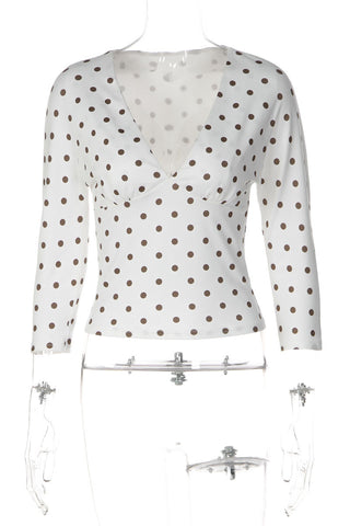 Polka Dot V-Neck Crop Top