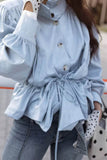 Puff Sleeve Drawstring Waist Jacket