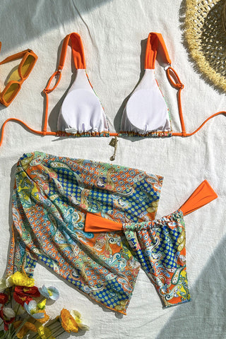 Print Bikini and Skirt Set