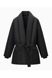 Belted Shawl Collar Puffer Coat