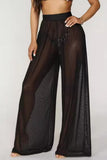 Sheer Mesh High-Waist Wide-Leg Pants