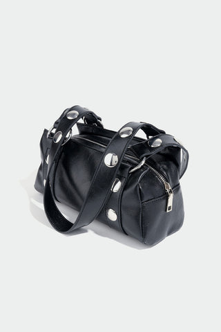 Studded Ring-Handle Shoulder Bag