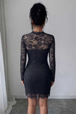 Sheer Lace Mock Neck Bodycon Mini Dress