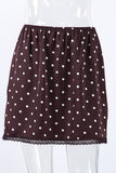Polka Dot Mini Skirt with Lace Trim