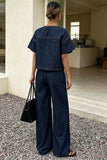 Tie-Front Denim Wide-Leg Pants Set