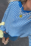 Striped Button-Front Long Sleeve Cardigan