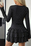 Leopard Print Ruffle Long Sleeve Mini Dress