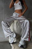 Side-Stripe Wide-Leg Casual Pants