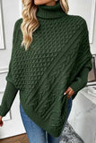 Mock Neck Cable Knit Asymmetrical Sweater