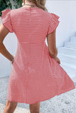 Gingham Flutter-Sleeve Casual Dress