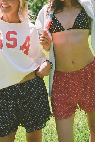 Polka Dot Ruffle Hem Casual Shorts