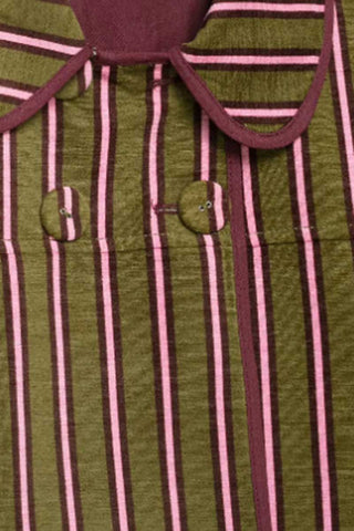 Striped Peter Pan Collar Toggle Jacket