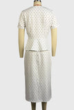 Polka Dot Peplum Button-Front Skirt Set