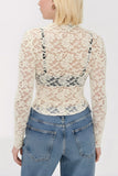 Floral Lace Mock Neck Long Sleeve Blouse