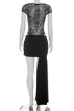 Asymmetrical Skirt Set with Lace Detail