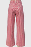 Striped High-Waist Straight Jeans