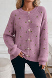 Polka Dot Knit Button-Front Cardigan
