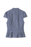 Striped Double-Breasted Cap Sleeve Short Set