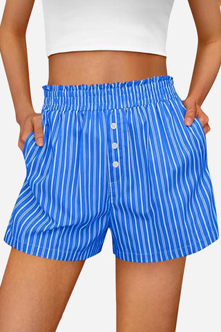 Striped Button-Front Casual Shorts