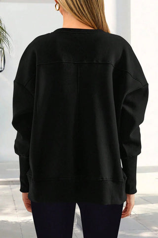Crew Neck Side Slit Pullover