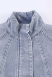 Stand Collar Zip-Up Drawstring Hem Jacket