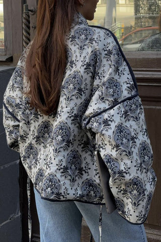 Paisley Print Puff Sleeve Open Front Kimono