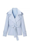 Notched Collar Belted Wrap Coat