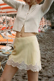Lace Trim Satin Slip Mini Skirt
