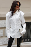 Tie-Side Long Sleeve Collared Shirt