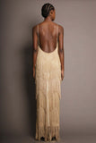 Fringe V-Neck Sleeveless Maxi Casual Dress