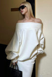 One-Shoulder Long Sleeve Midi Skirt Set