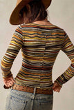 Striped Knit Crew Neck Crop Top