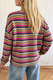 Striped Crew Neck Long Sleeve Knit Top