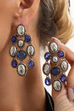 Oval Stone Beaded Chandelier Earrings