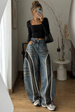 Lace Trim Barrel Jeans