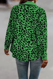 Leopard Print Ribbed Button-Front Shacket
