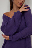 Sheer V-Neck Loose Knit Sweater