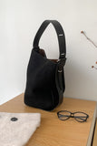 Suede Long-Strap Bucket Tote Bag