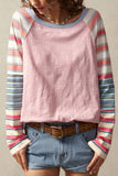 Contrast-Striped Long Sleeve Top