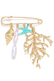 Tone Coral Starfish Charm Brooch