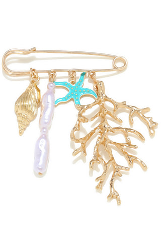 Tone Coral Starfish Charm Brooch