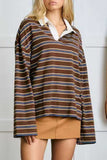 Striped Long Sleeve Polo Top