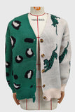 Animal Print V-Neck Button Front Cardigan