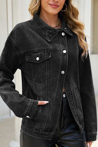 Stand Collar Asymmetric Button-Front Jacket