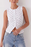 Button-Front Polka Dot Tank Top